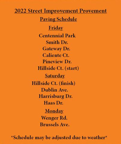 2022 Street Improvement Notice